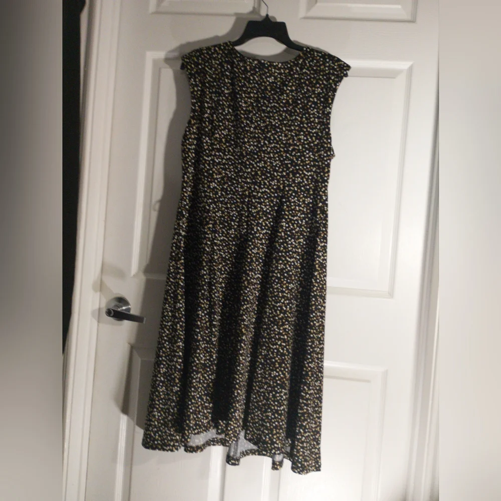 R&K Black Brown Square Pattern Dress Women's Plus Sz 16 Lined Bodice sleeveless